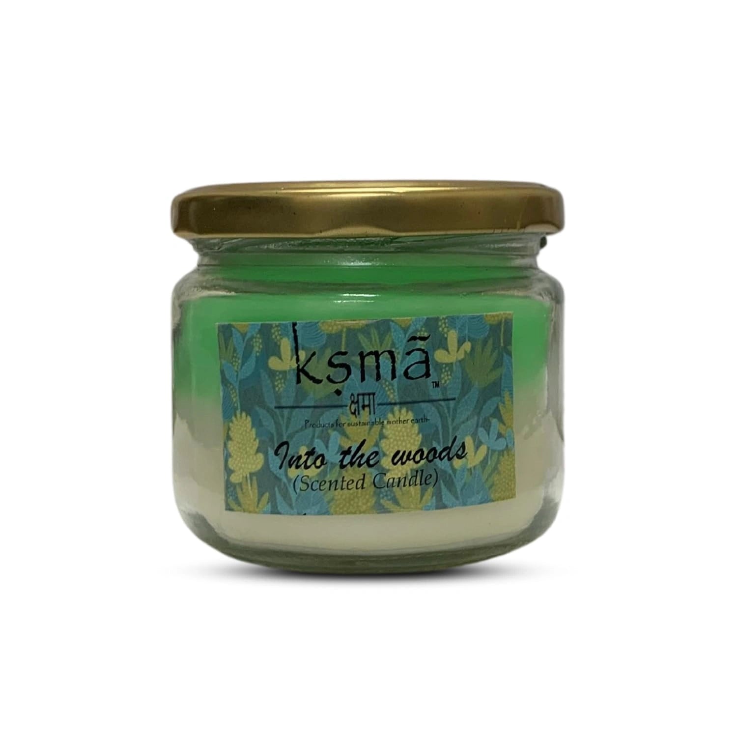 Green glass jar candle into the wood fragrance long lasting scented candle for home ambiance